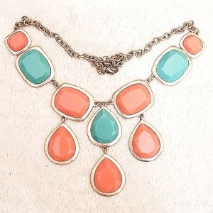 Stella & Dot Turquoise Coral Teardrop Statement Necklace